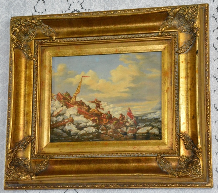 Zámecký obraz - Bitva - olej na desce