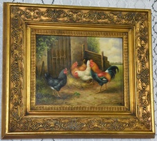 Zámecký obraz - Na dvoře - olej na desce