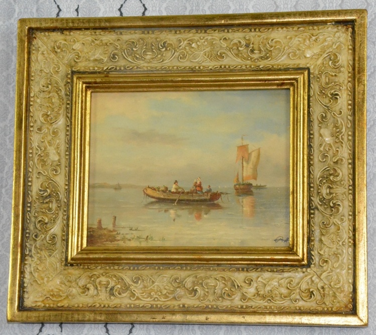 Zámecký obraz - Na moři - olej na desce