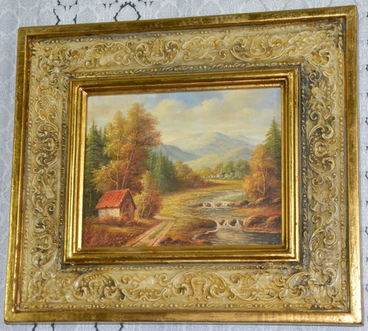 Zámecký obraz - Romantika - olej na desce