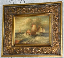 Zámecký obraz - Lodě - olej na desce