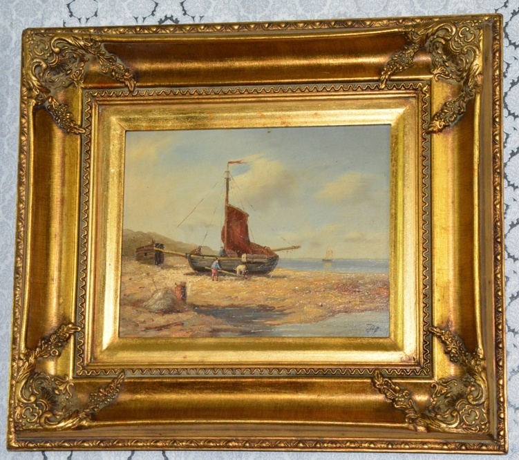 Zámecký obraz - Loď - olej na desce