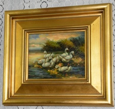 Zámecký obraz - Kachny - olej na desce