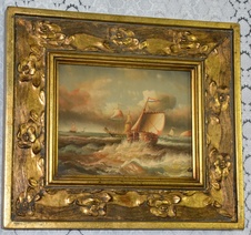 Zámecký obraz - Lodě - olej na desce