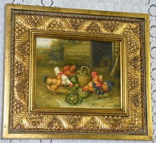 Zámecký obraz - Na dvorku - olej na desce