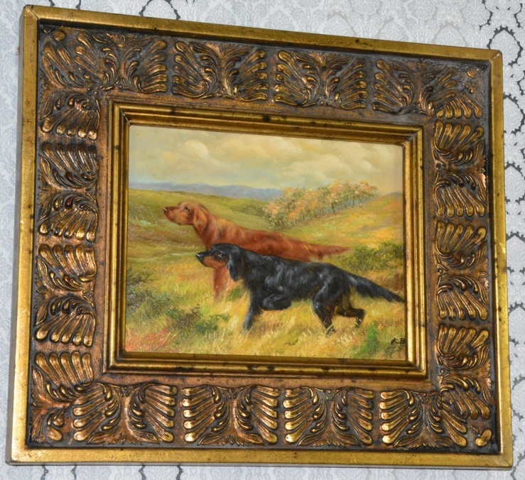 Zámecký obraz - Psi - olej na desce