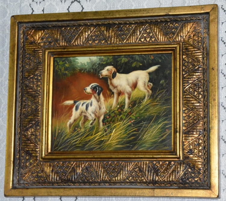 Zámecký obraz - Psi - olej na desce