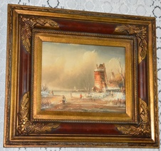 Zámecký obraz - Zima - olej na desce