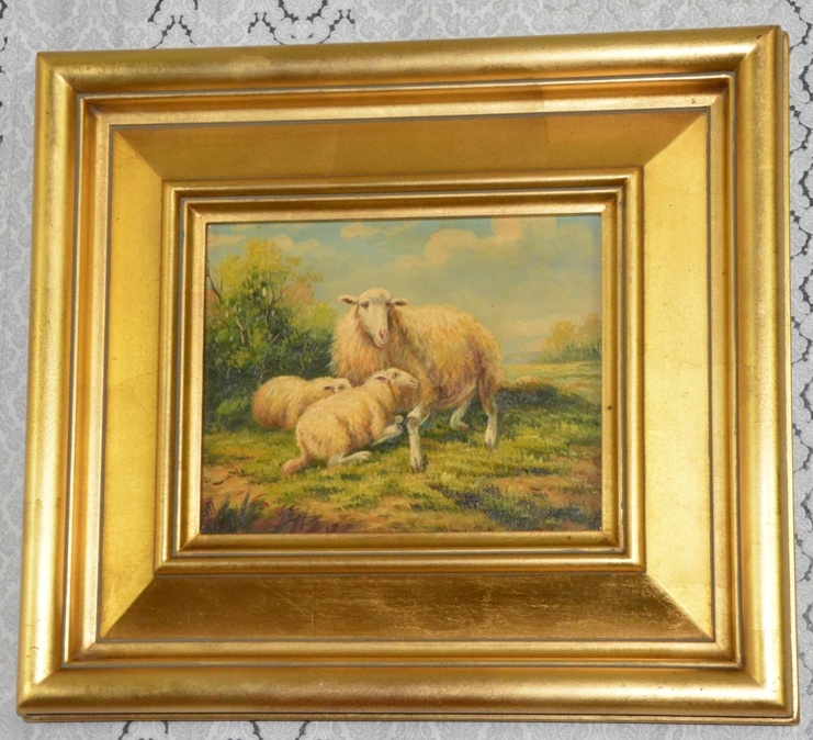 Zámecký obraz - Ovce - olej na desce