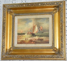 Zámecký obraz - Lodě - olej na desce