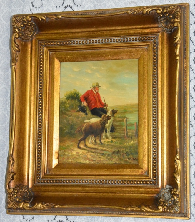 Zámecký obraz - Na honu - olej na desce