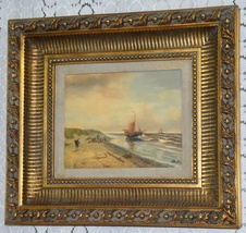 Zámecký obraz - U moře - olej na desce