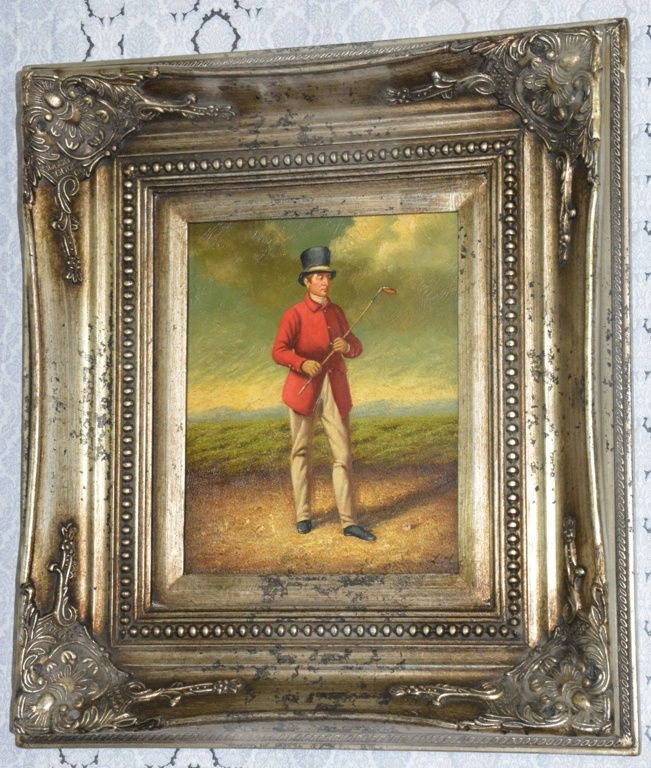 Zámecký obraz - Golfista - olej na desce
