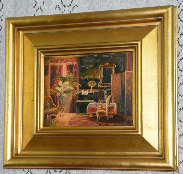 Zámecký obraz - Salon - olej na desce