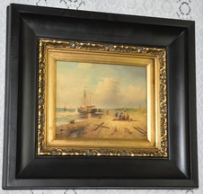 Zámecký obraz - U moře - olej na desce