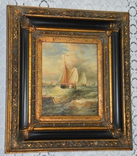 Zámecký obraz - Lodě - olej na desce