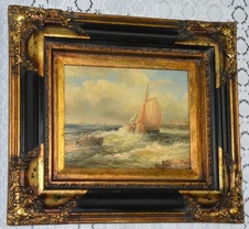 Zámecký obraz - Lodě - olej na desce