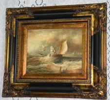 Zámecký obraz - Lodě - olej na desce