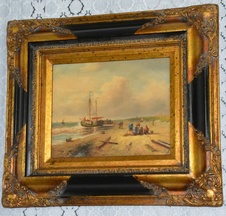 Zámecký obraz - U moře - olej na desce