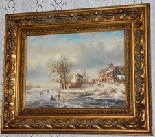 Zámecký obraz - Zima - olej na desce