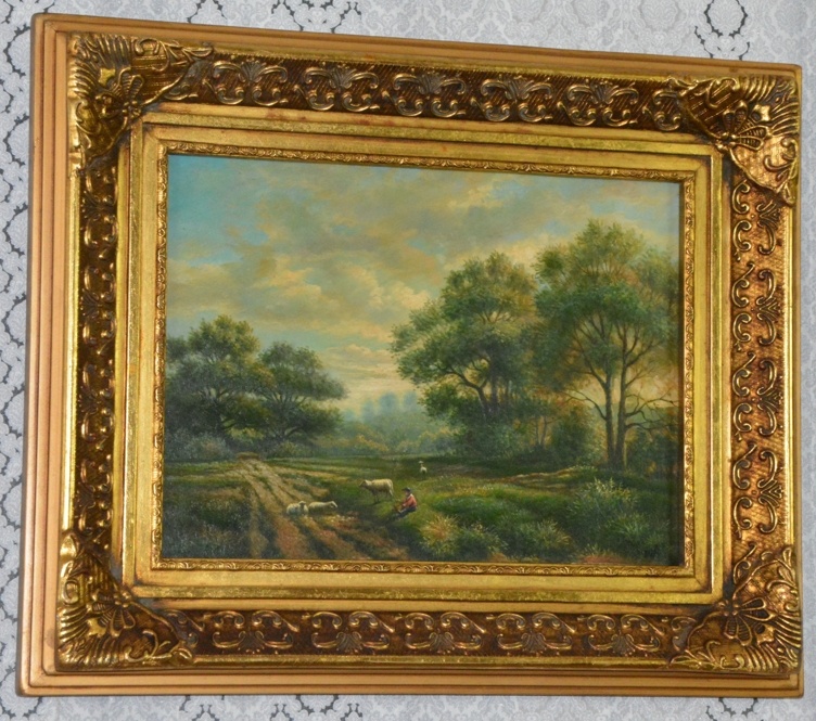 Zámecký obraz - Romantika - olej na desce