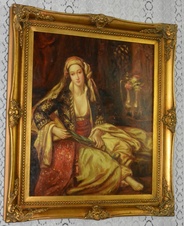 Zámecký obraz - Dáma - olej na plátně