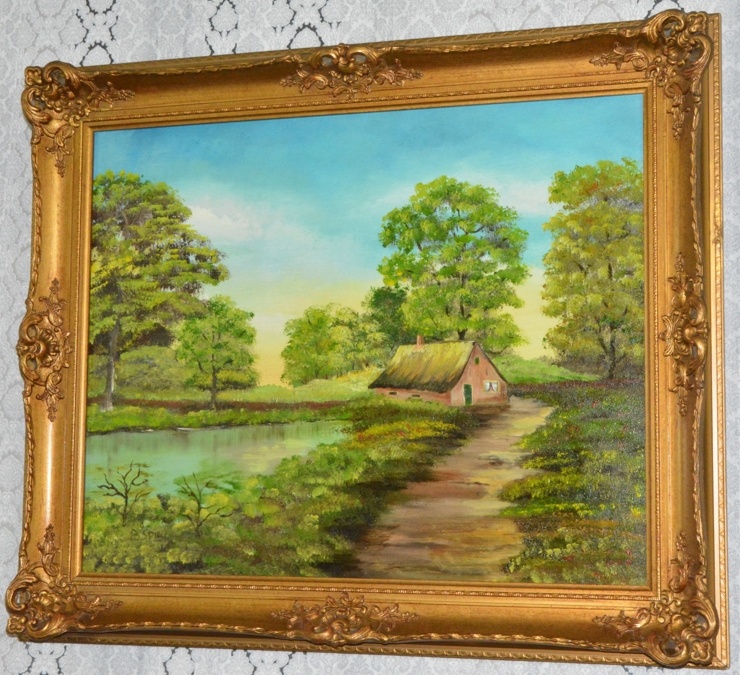 Starožitný obraz - Na samotě - olej na desce