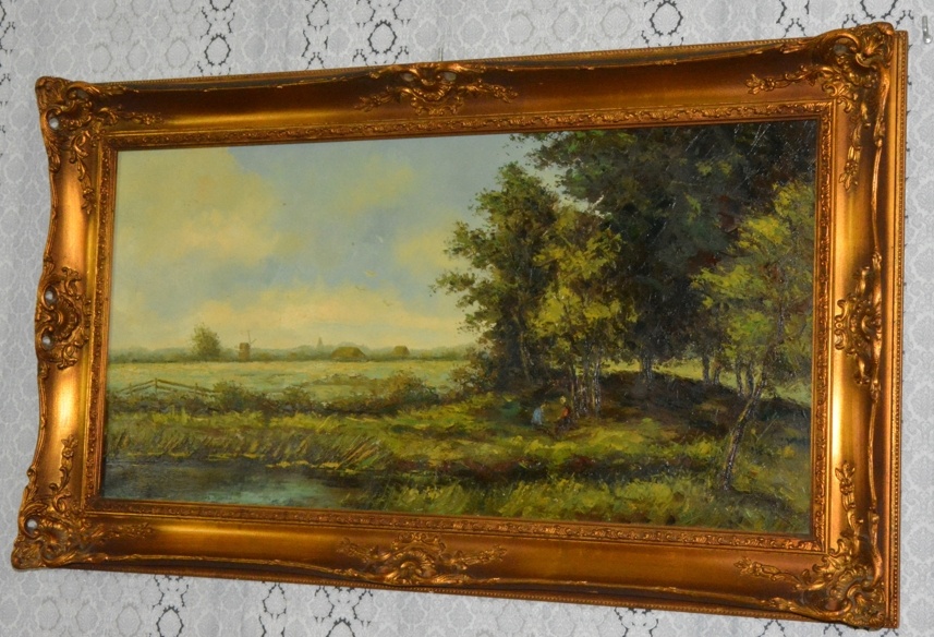 Starožitný obraz - Romantika - olej na plátně