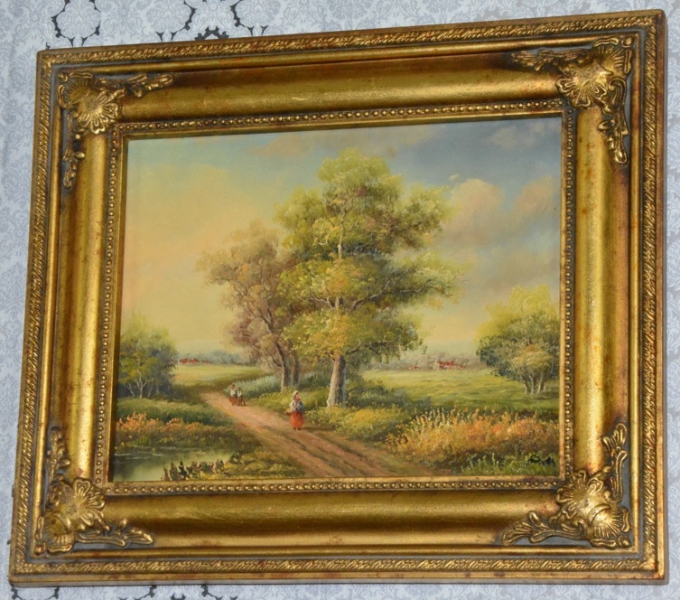 Zámecký obraz - Romantika - olej na desce