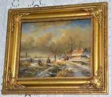 Zámecký obraz - Zima - olej na desce