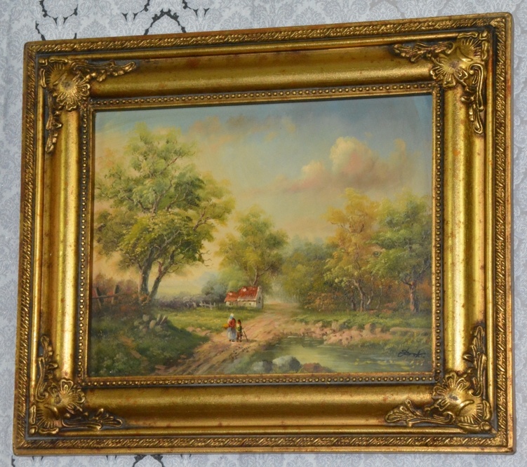 Zámecký obraz - Romantika - olej na desce