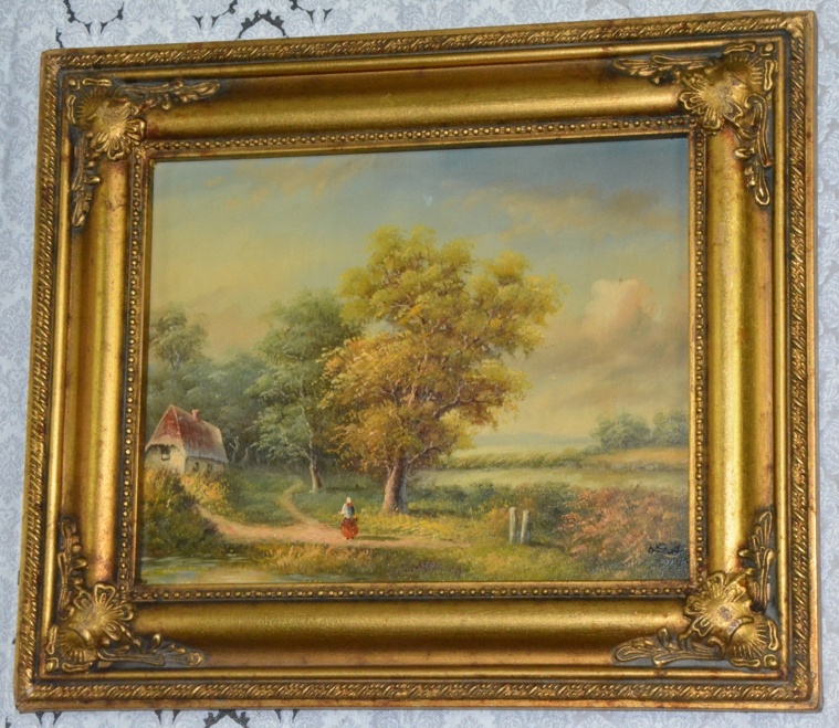 Zámecký obraz - Romantika - olej na desce