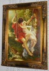 Zámecký obraz - Zamilovaný pár - olej na plátně