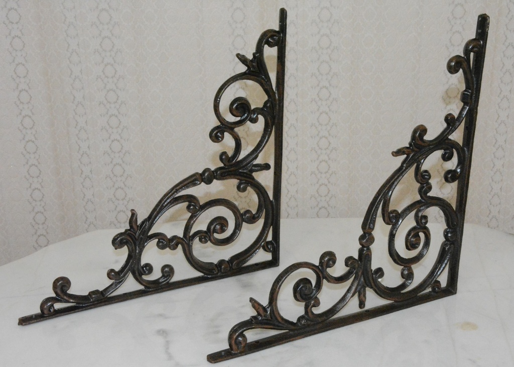 Policové konzole litina - pár - 41x41 cm