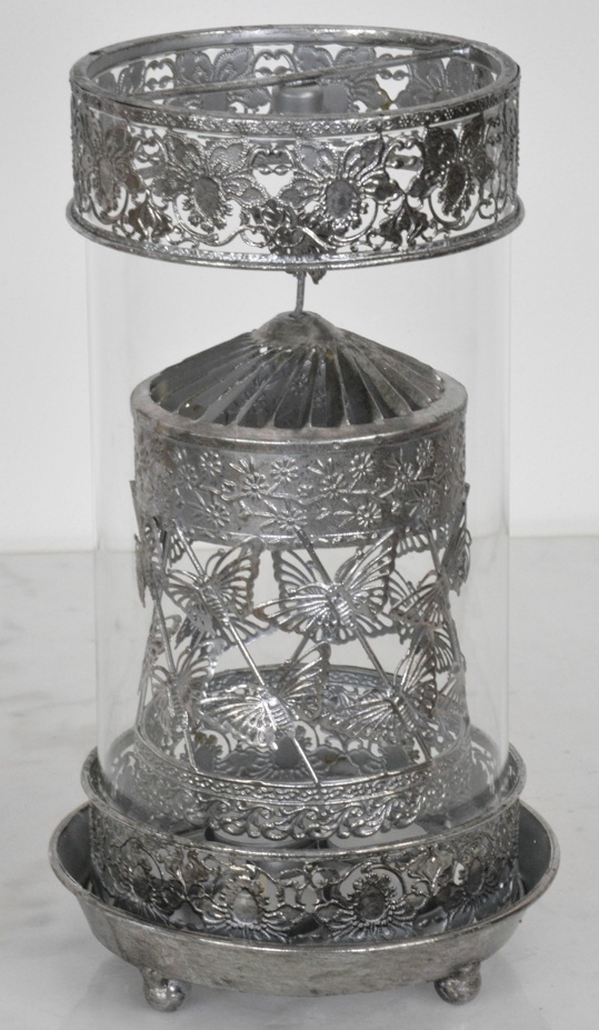 Plechová lucerna na svíčky s kolotočem