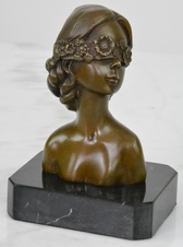 Bronzová soška - Dáma - bysta - na mramoru