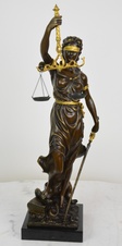 Bronzová socha - Justicia - na mramoru - zlacená