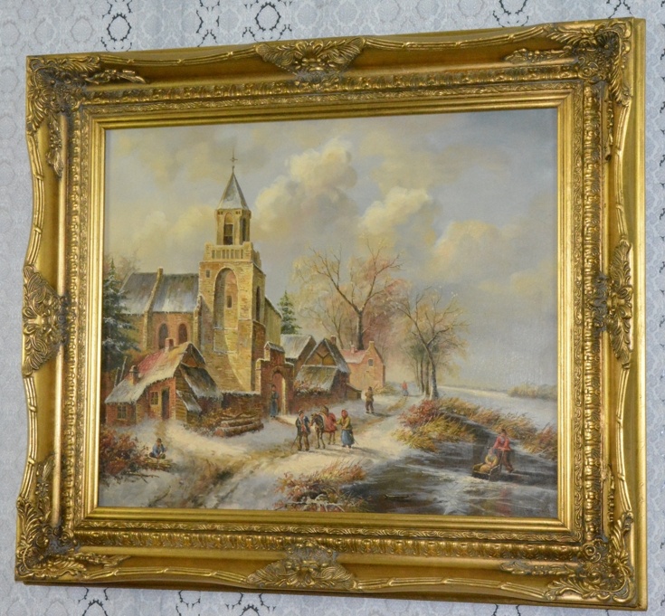 Obraz - Zima - venkov - olej na plátně