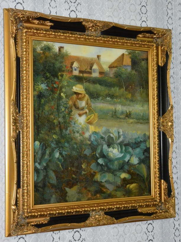 Obraz - Dáma s květinami - olej na plátně