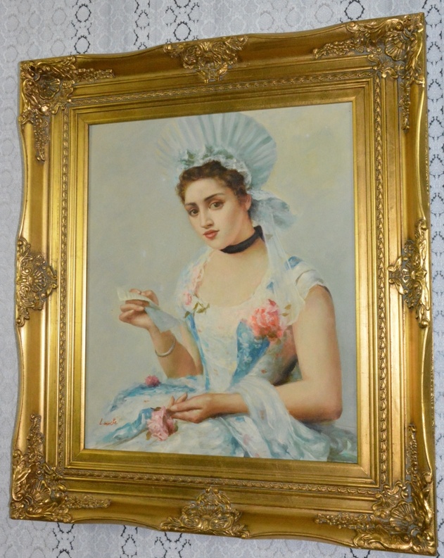 Obraz - Dáma v šatech - olej na plátně