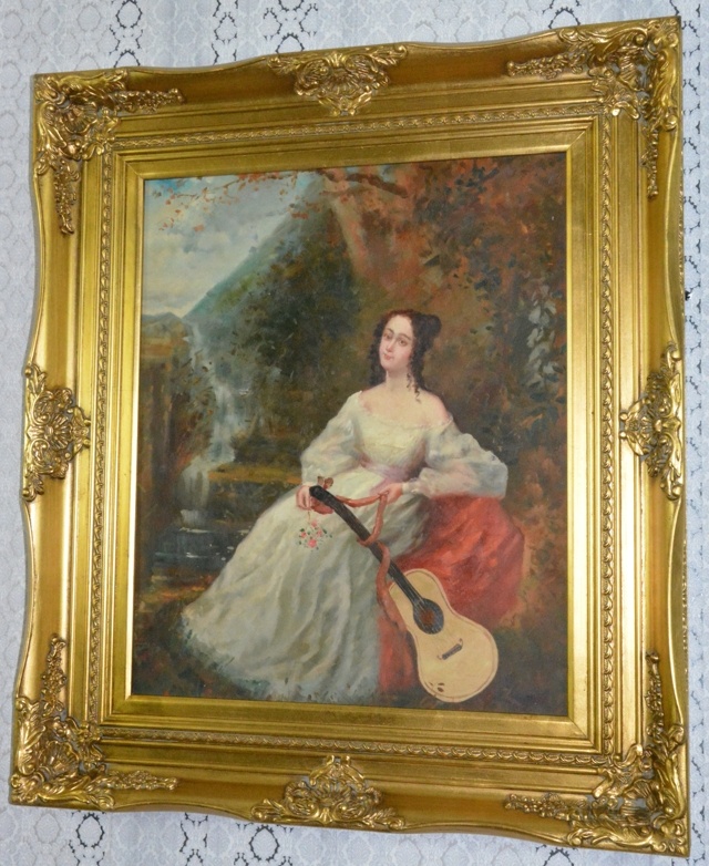 Obraz - Dívka s kytarou - olej na plátně