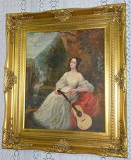 Obraz - Dívka s kytarou - olej na plátně