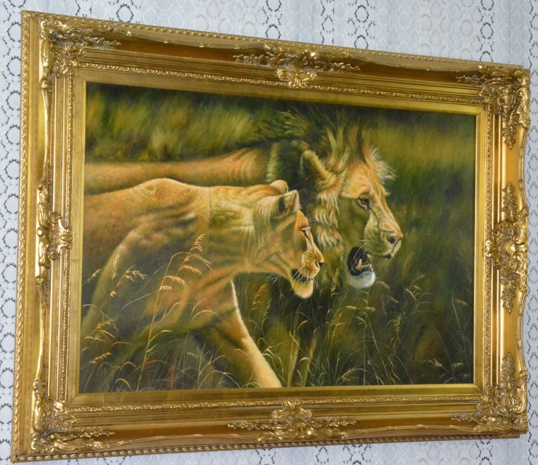 Obraz - Lev a lvice - olej na plátně