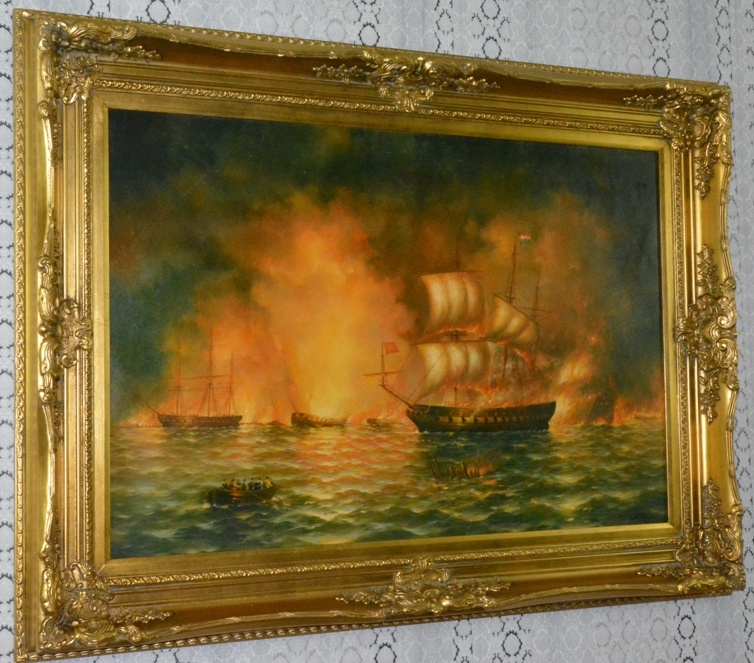 Obraz - Bitva - lodě - olej na plátně