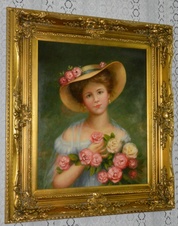 Obraz - Dáma s květinami - olej na plátně