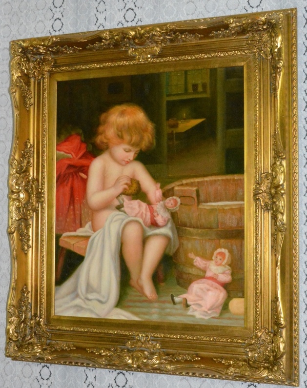 Obraz - Děvče s panenkami - olej na plátně