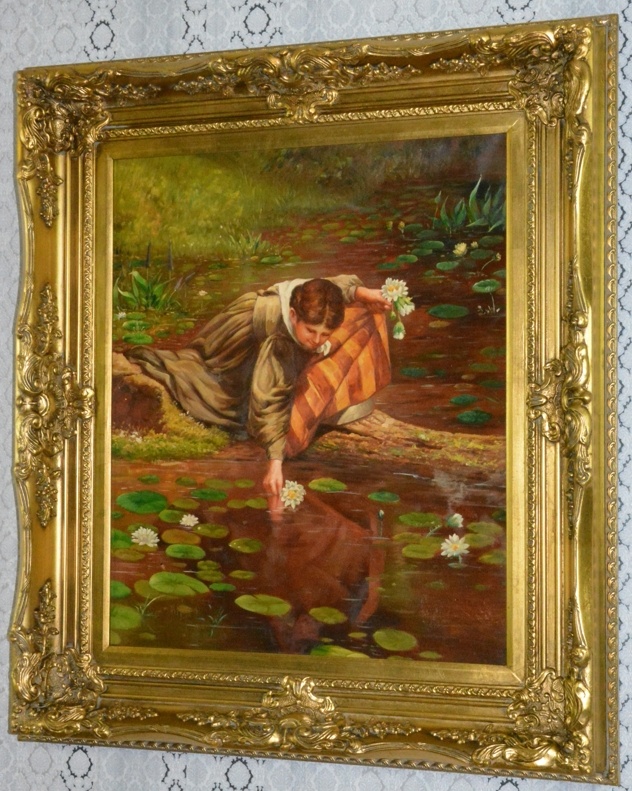 Obraz - U rybníku - olej na plátně