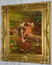 Obraz - U rybníku - olej na plátně