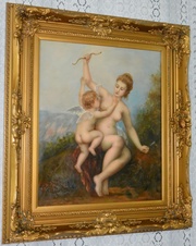 Obraz - Dáma s amorkem - olej na plátně