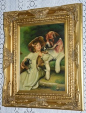 Obraz -Dívka s pejsky - olej na desce